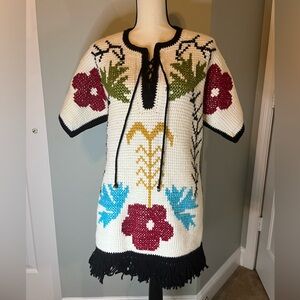 Hand Made Crocheted Women’s Sweater with Fringe